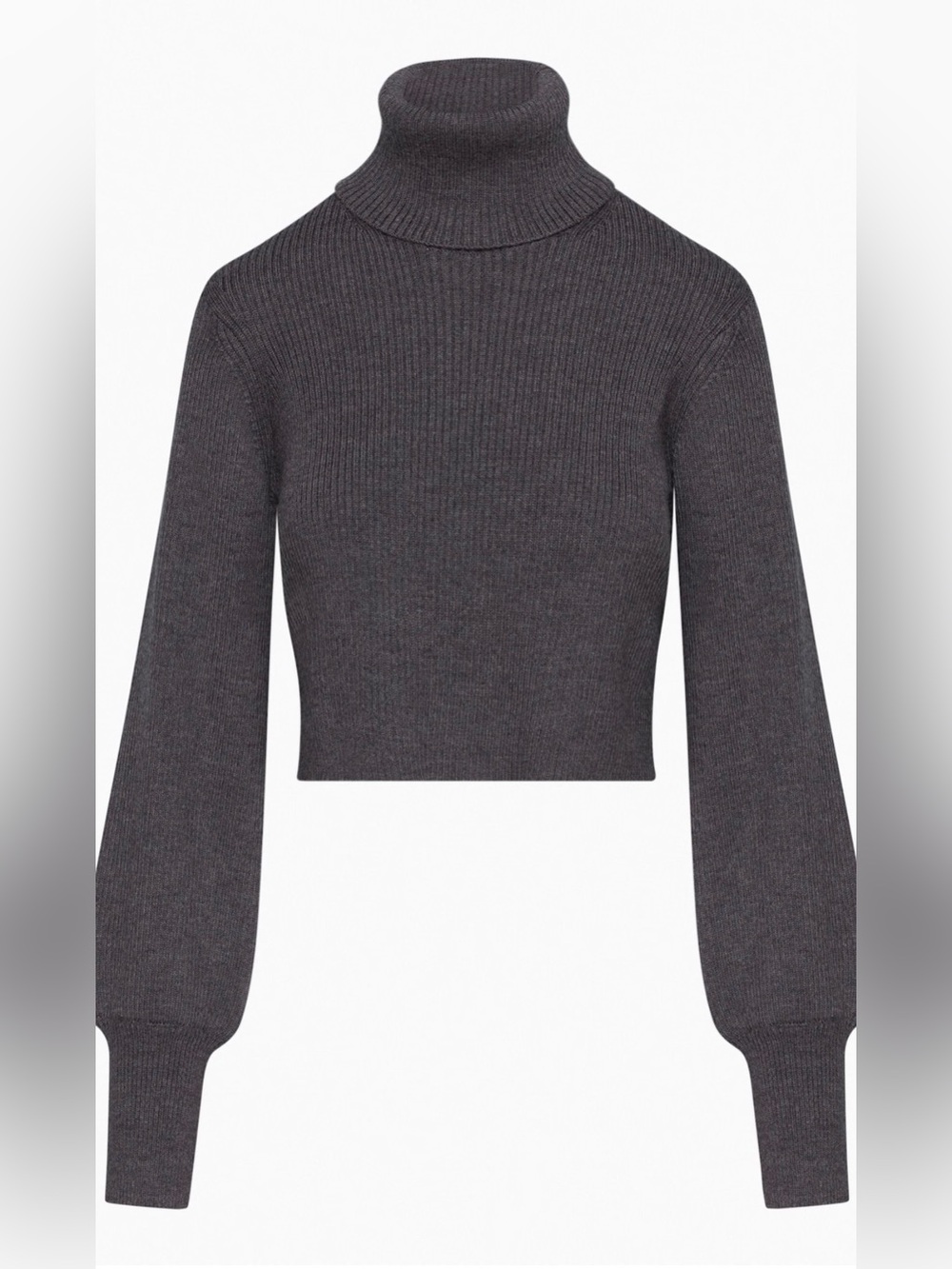 Aritzia Wilfred Rebecca Cropped Ribbed Turtleneck Sweater — Charcoal Gray SZ XS